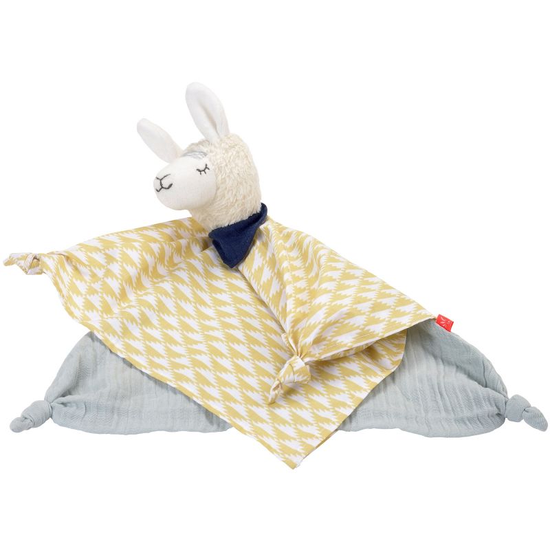Doudou plat Lama jaune et bleu Kikadu