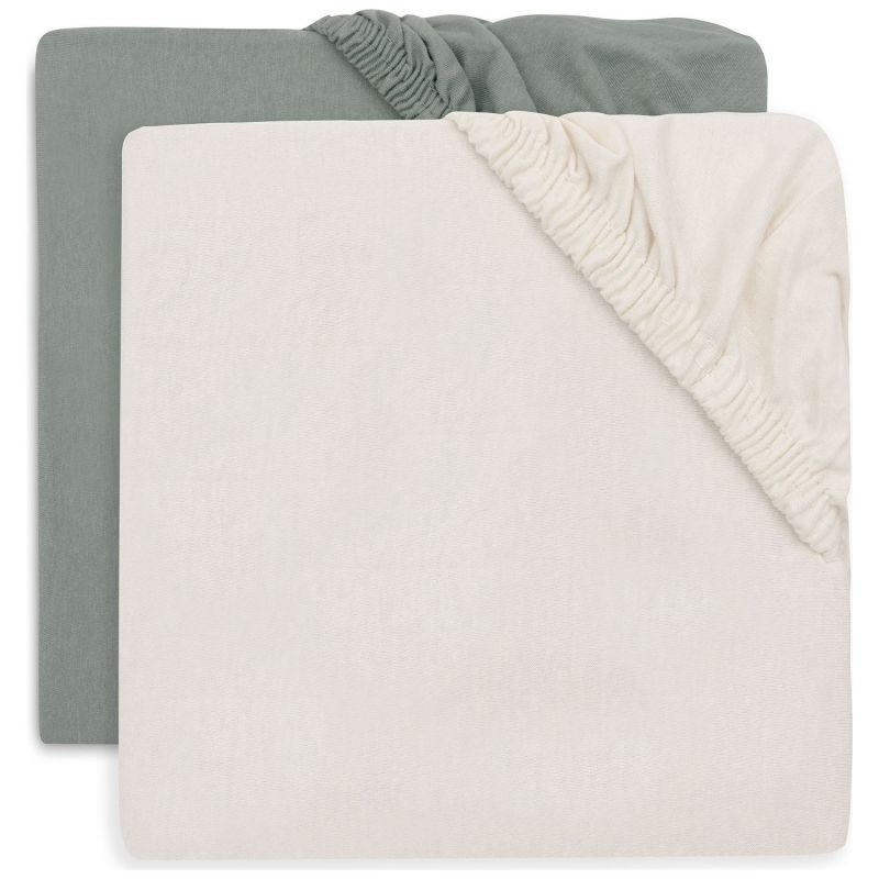 Lot de 2 draps housses en jersey Sea Green-Ivory (70 x 140 cm) Jollein Produit 1