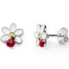 Boucles d'oreilles Coccinelle sur fleur (argent) - Baby bijoux