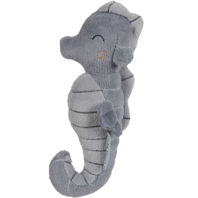 Hochet peluche Hippocampe Ocean blue (17 cm) Little Dutch