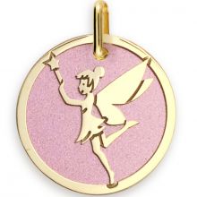 Médaille Fée personnalisable (acier rose et or jaune 375°)  par Lucas Lucor