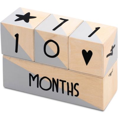 Cubes En Bois Milestone Etapes De Bebe Noir Et Gris