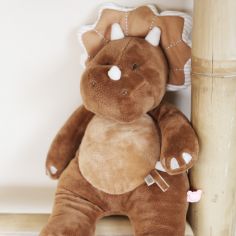 Peluche Tricéraptos Ops en veloudoux cannelle (32 cm)