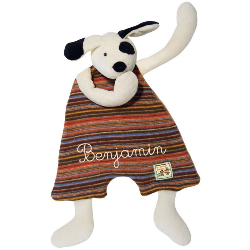 Doudou chien personnalisable Julius et sa boîte La grande famille Moulin Roty