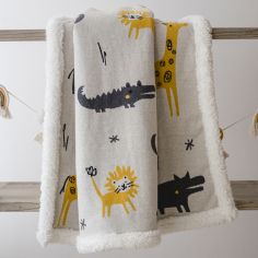 Couverture Zoo en tricot et polaire (80 x 100 cm)