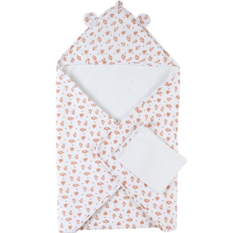 Cape de bain + gant léopard Babou & Kendi (75 x 75 cm) Noukie's
