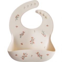 Bavoir à poche en silicone Pink Flowers - Mushie