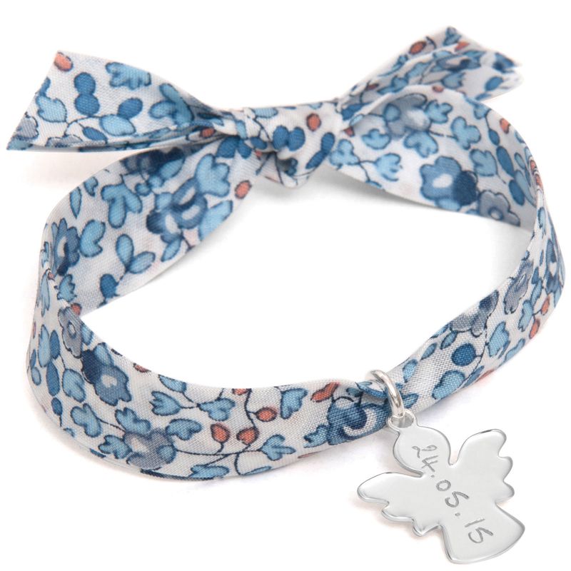Bracelet maman Liberty avec ange personnalisable (argent 925°) Merci Maman