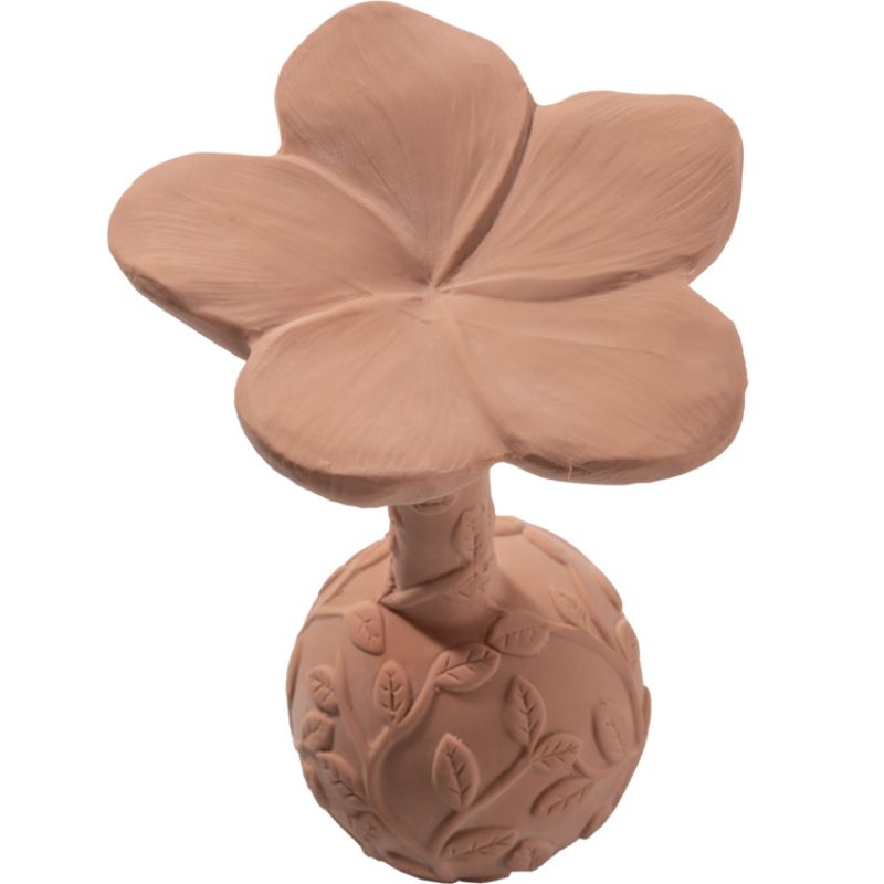 Hochet de dentition en hévéa Plumeria rose poudré Natruba