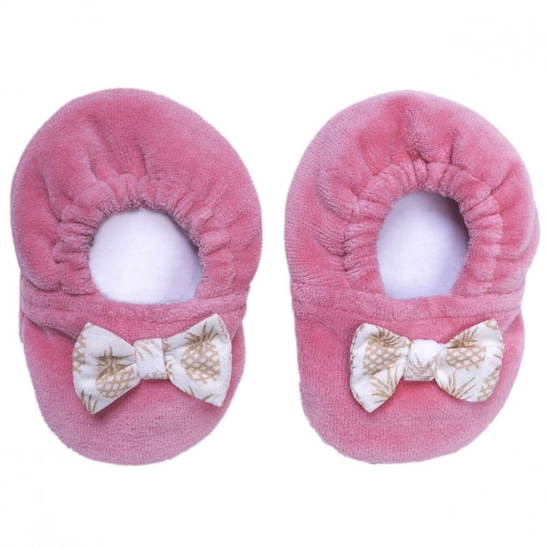 Chaussons en velours Ananas corail (0-6 mois) BB & Co