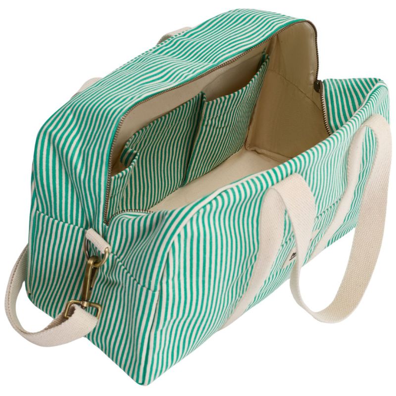 Sac à langer Charlie Rayures Fines Vert Hindbag Produit ouvert 5