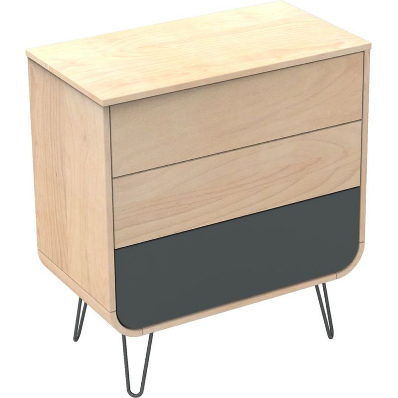 Commode 3 tiroirs Galopin bois-gris pieds fil gris Sauthon Original