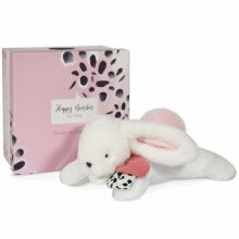 Peluche avec coffret lapin rose Happy Blush (25 cm)  par Doudou et Compagnie
