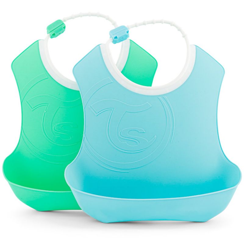 Lot de 2 bavoirs vert et bleu Twistshake