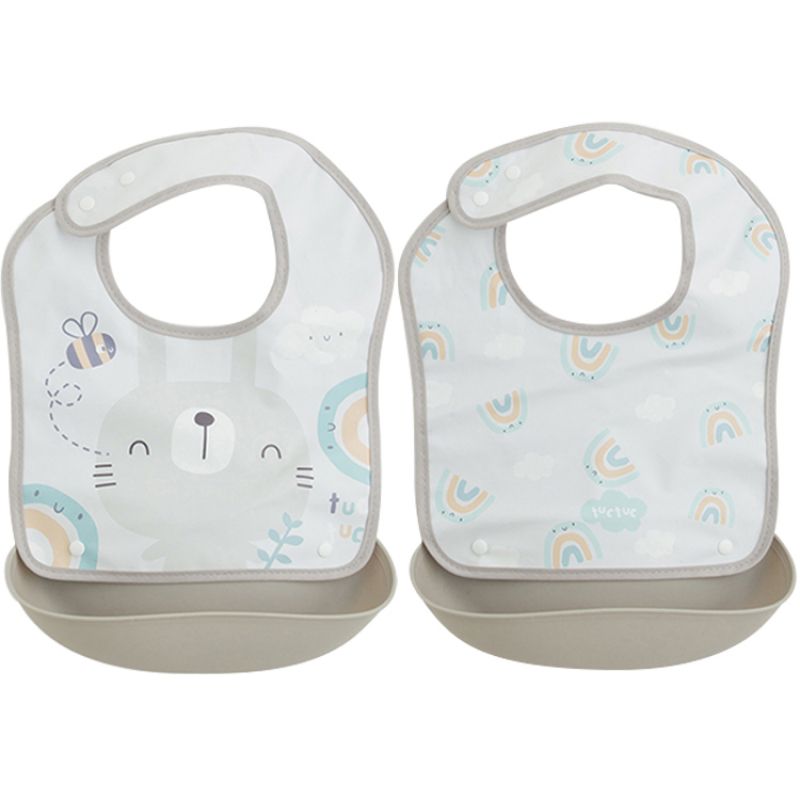 Lot de 2 bavoirs plastifiés Natural Baby Lapin beige Tuc Tuc