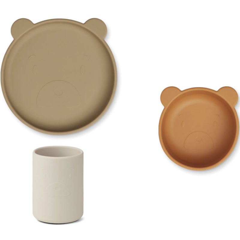 Coffret repas en silicone Cyrus Mr bear Oat multi mix (3 pièces) Liewood