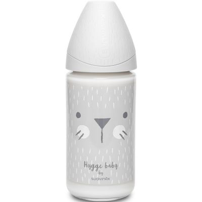 Biberon en verre Hygge Baby moustaches lapin gris (240 ml) Suavinex