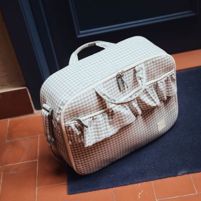 Valise de maternité Praliné Vichy Matcha