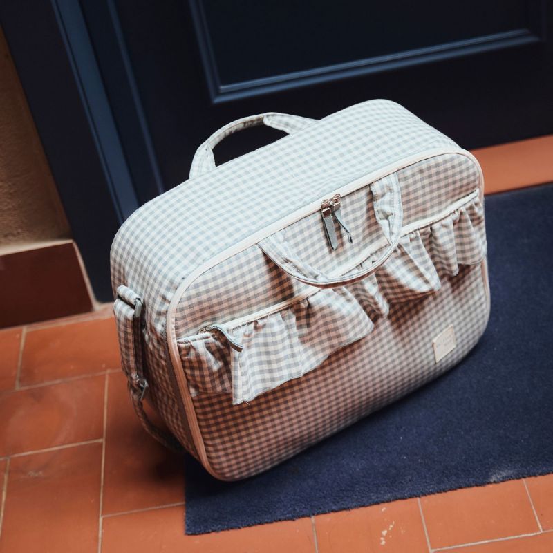 Valise de maternité Praliné Vichy Matcha Walking Mum Ambiance 2