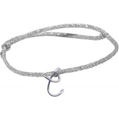 Bracelet cordon paillette initiale argent (personnalisable) - Padam Padam