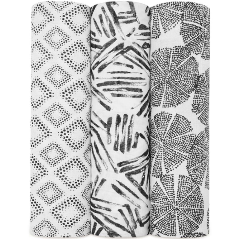 Lot de 3 maxi langes Silky Soft In motion (120 x 120 cm) aden + anais