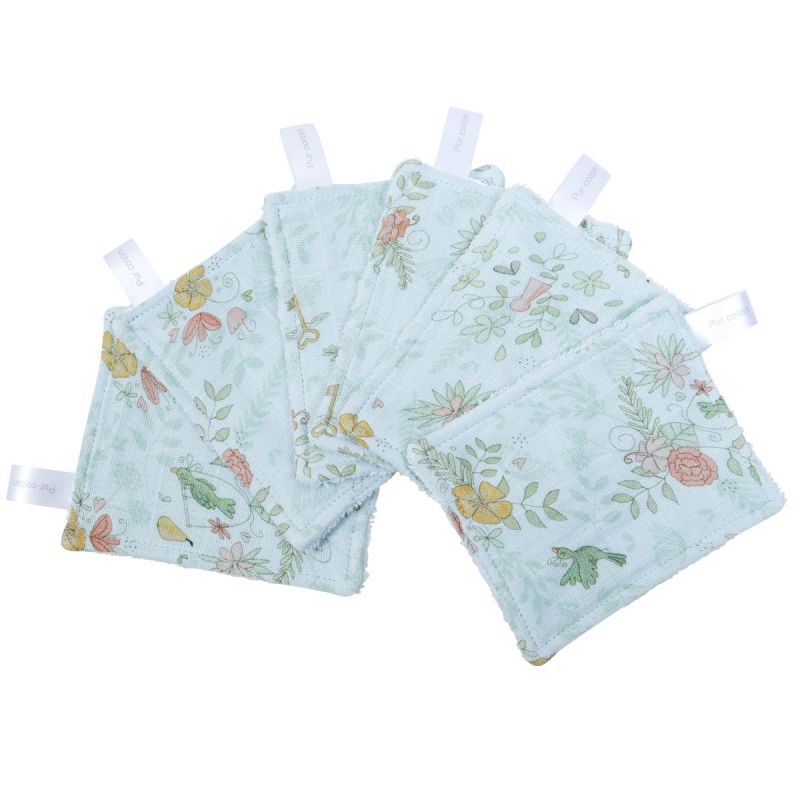 Lot de 6 lingettes lavables Paradis (8 x 11 cm) Little Crevette