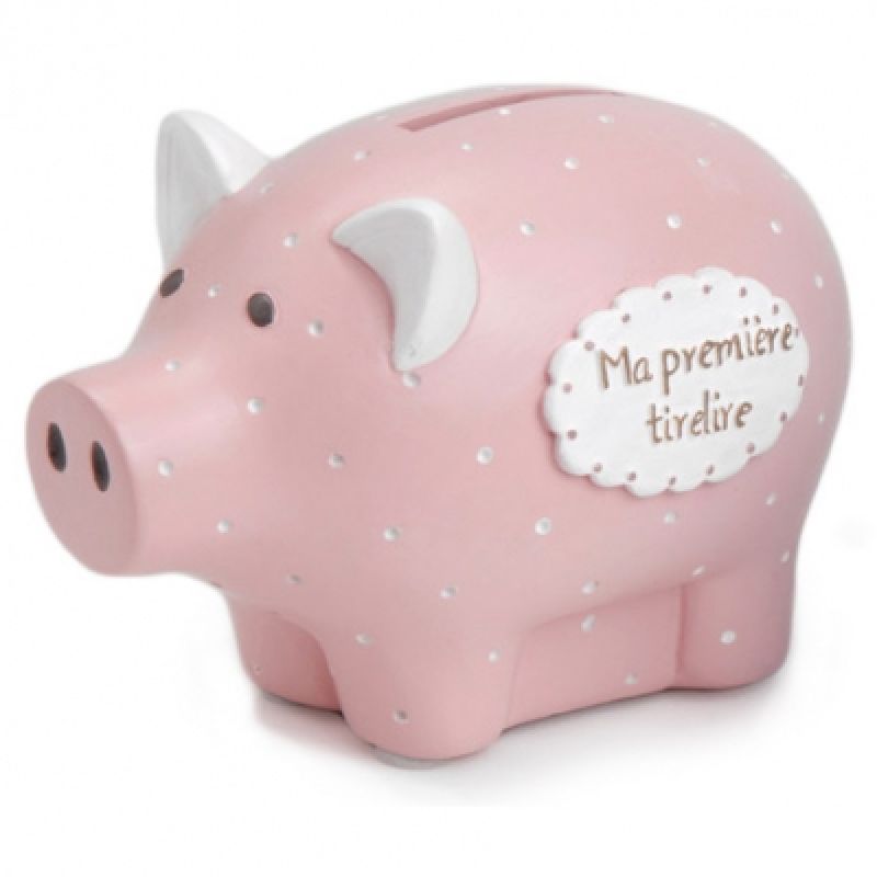 Tirelire Ma première tirelire cochon rose à pois (8 x 12 cm) Amadeus Les Petits