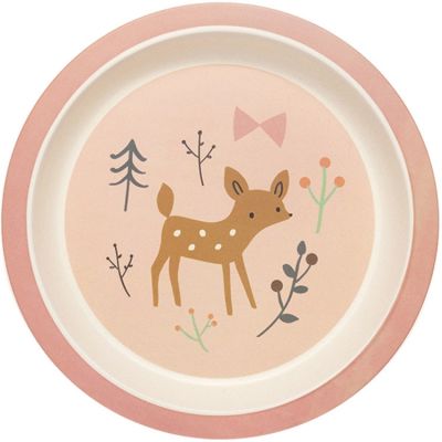 Assiette plate en bambou Faon rose Petit Monkey