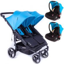 Pack Duo Poussette Double Easy Twin 3.0S turquoise  par Baby Monsters