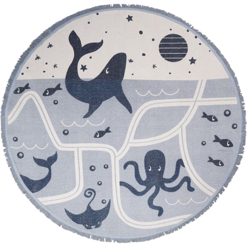 Tapis rond océan Little Deep Blue (120 cm) Nattiot