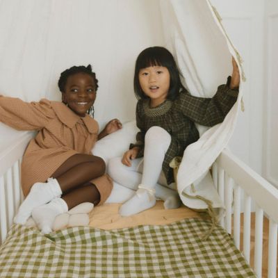 Couverture bébé tricotée Vichy Matcha (80 x 100 cm)