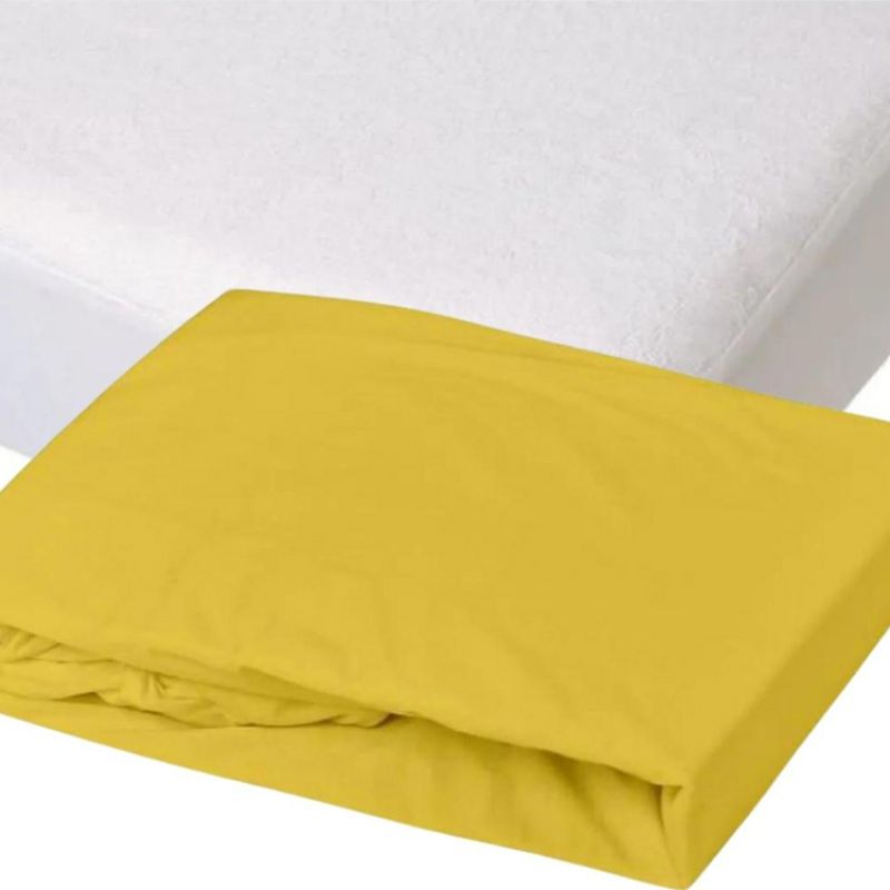 Lot alèse et drap housse curry (70 x 140 cm) Domiva