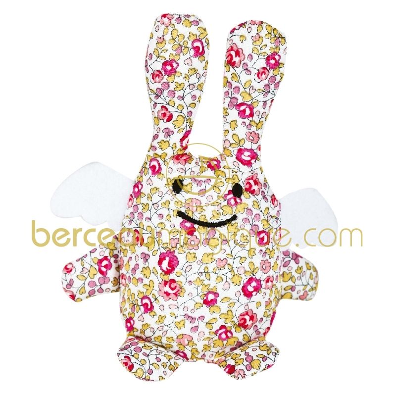 Petit doudou hochet Ange lapin Liberty 92 (12 cm) Trousselier