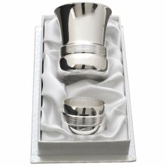 Coffret timbale et rond de serviette Filets personnalisable (métal argenté) - Daniel Crégut