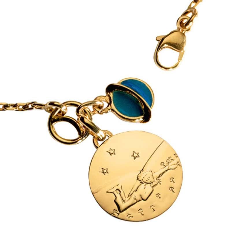 Bracelet Petit Prince couché dans l'herbe (or jaune 750 ° et email) Monnaie de Paris