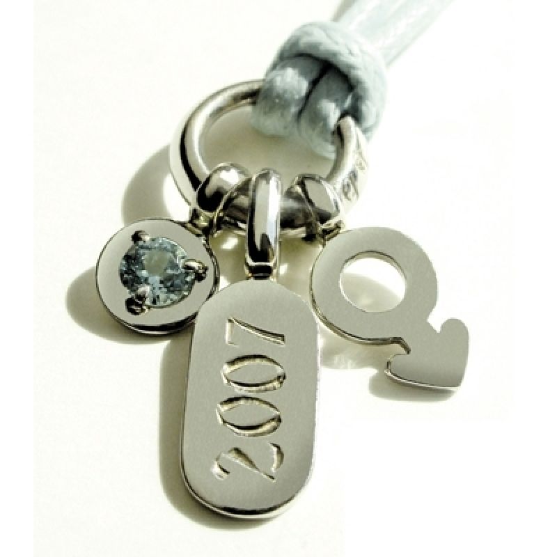 Pendentif Pogo garçon pierre fine ou précieuse (or blanc 750°) Mikado