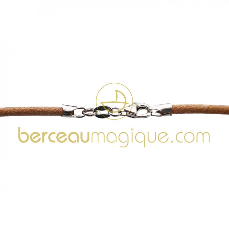 Collier cordon en cuir naturel (fermoir argent) Berceau magique bijoux