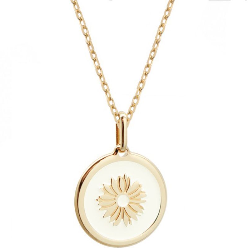 Collier femme Fleur ivoire plaqué or 45 cm (personnalisable) Petits trésors
