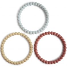 Lot de 3 bracelets de dentition Pearl Mellow-Terracotta-Periwinkle - Mushie