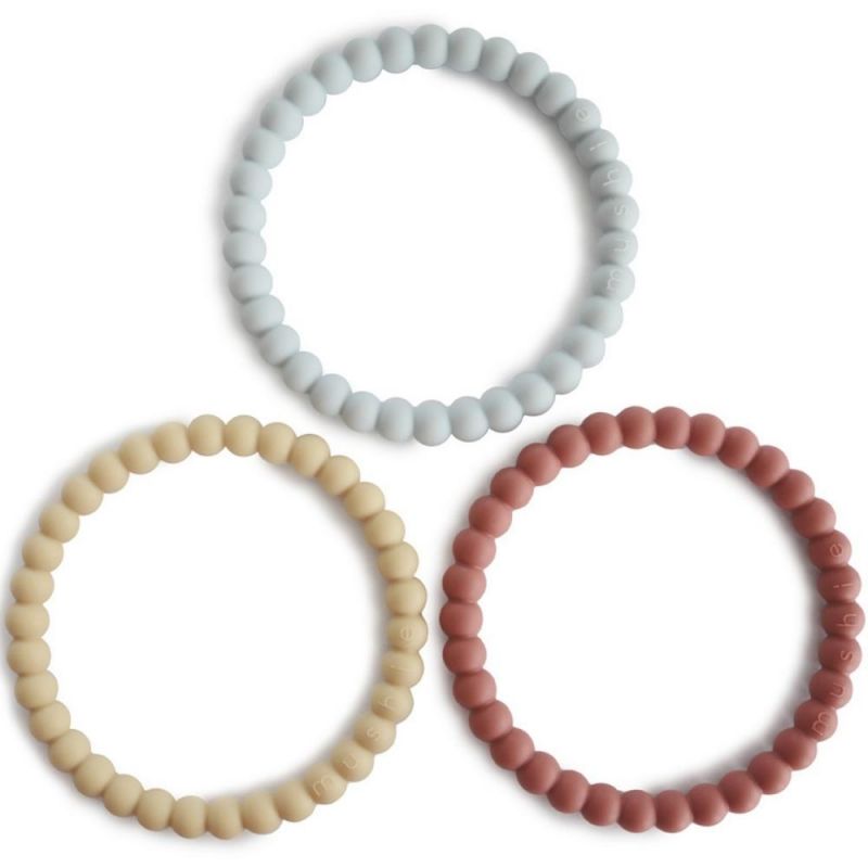 Lot de 3 bracelets de dentition Pearl Mellow-Terracotta-Periwinkle Mushie