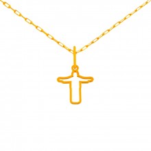 Collier chaîne 40 cm pendentif Mini Breloque Christ de Rio 10 mm (or jaune 750°)  par Maison La Couronne