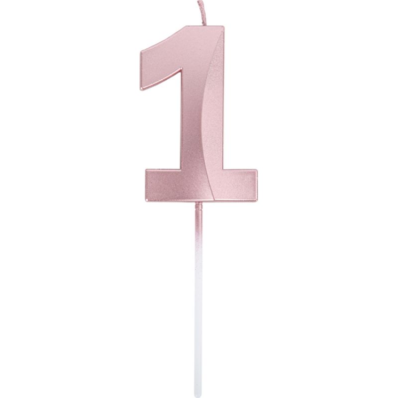 Bougie d'anniversaire chiffre 1 rose gold graphique Arty Fêtes Factory
