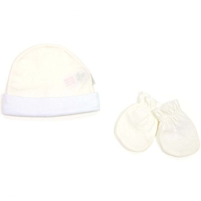 Set bonnet et mouffles beiges (naissance) Cambrass