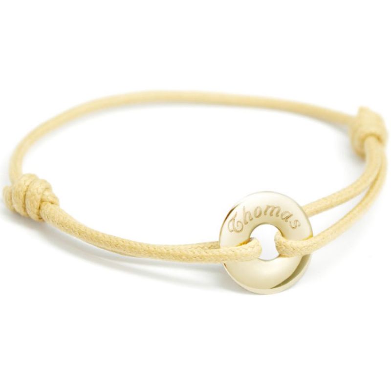 Bracelet cordon Mini jeton (or jaune 375°) Petits trésors