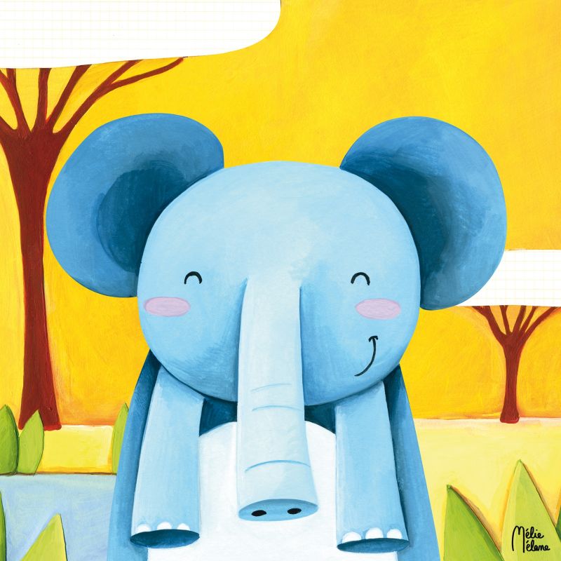 Tableau Dembé le petit éléphant by Melie Melane (40 x 40 cm) Lilipinso