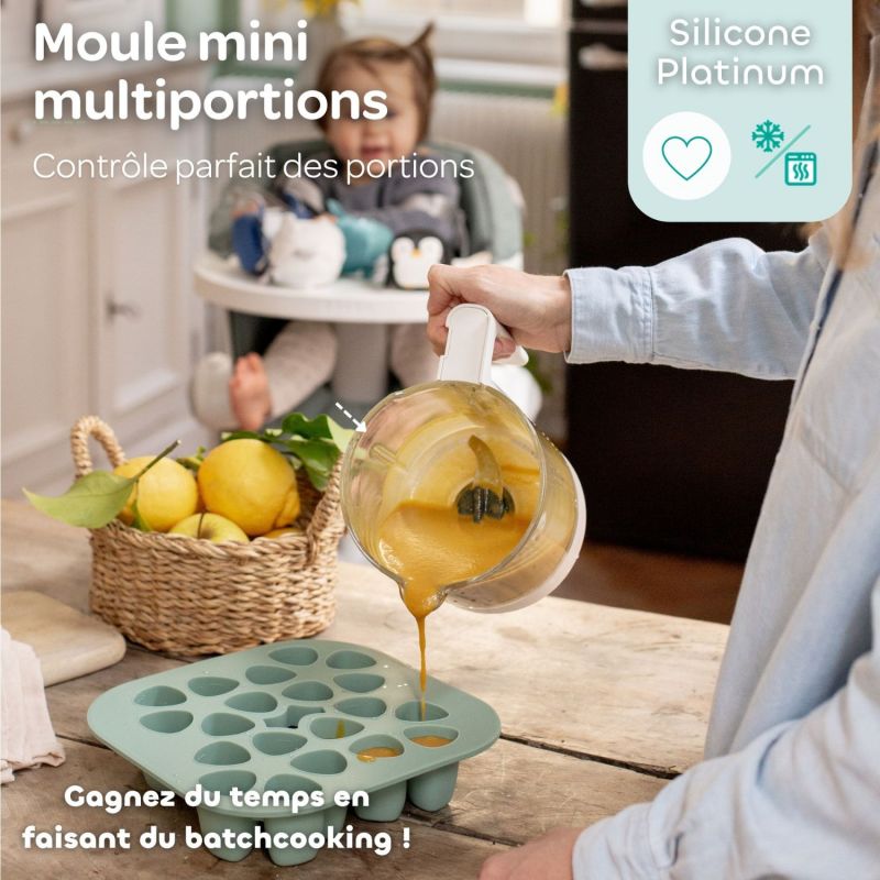 Moule en silicone mini multiportions Vert sauge (20x35 cm) Béaba Ambiance 7