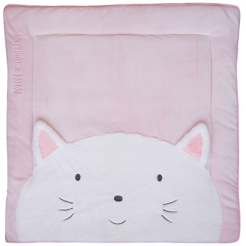 Tapis de jeu Tapidou chat rose (100 x 100 cm) Doudou et Compagnie