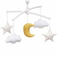 Mobile musical lune jaune gold (mélodie au choix)  par Pouce et Lina