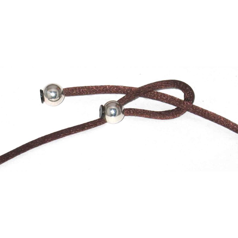 Collier cordon en coton avec boules en argent 925° (19 coloris) Loupidou