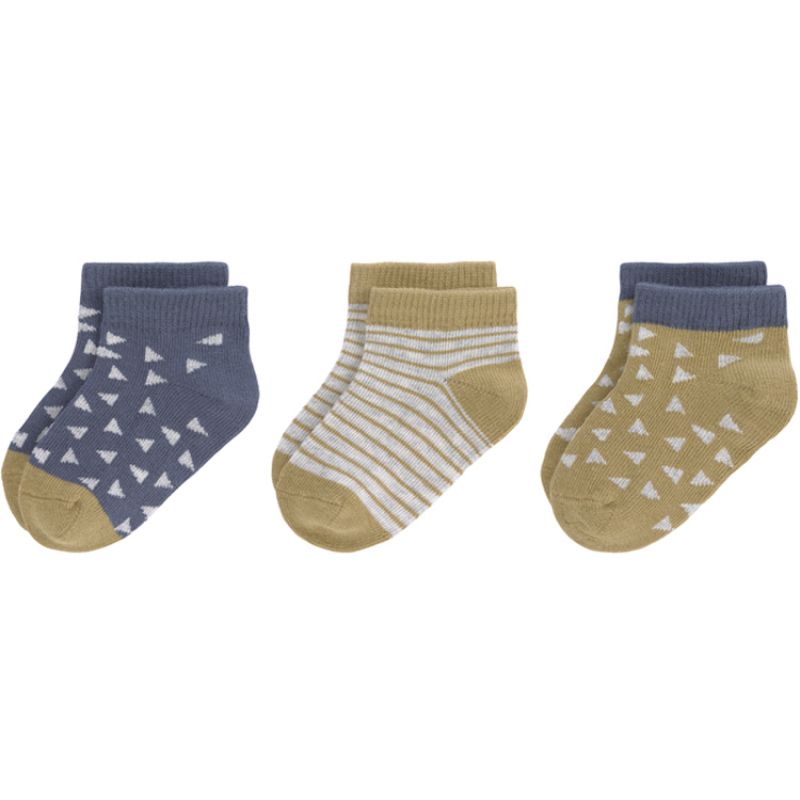 Lot de 3 paires de chaussettes bébé en coton bio bleu et curry (pointure 19-22) Lässig